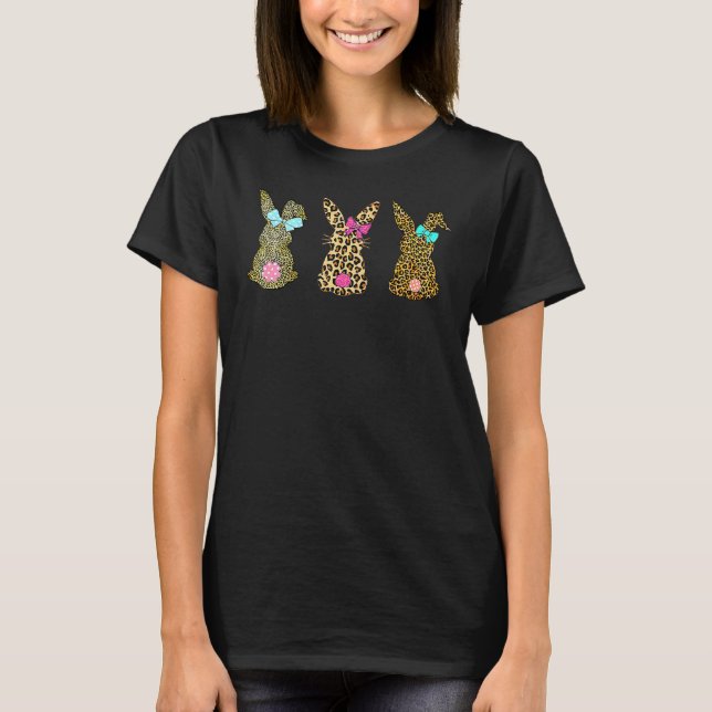 Leopard Easter Bunny Rabbit Trio Cute Easter Day 8 T-Shirt (Front)