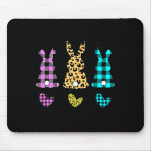Leopard easter bunny rabbit trio cute easter day mouse pad