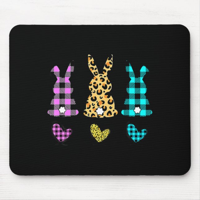 Leopard easter bunny rabbit trio cute easter day  mouse pad (Front)