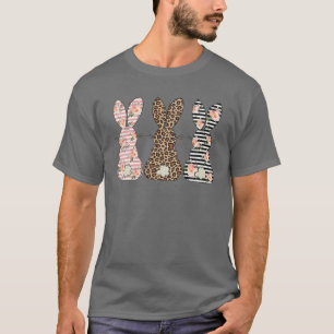 Leopard Easter Bunny Rabbit Trio Cute Easter Day T-Shirt