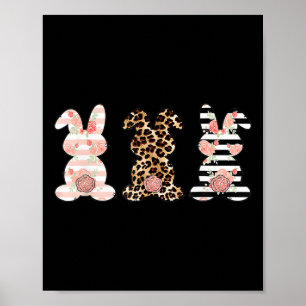 Leopard Easter Bunny Rabbit Trio Cute Easter Poster