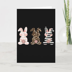 Leopard Easter Bunny Rabbit Trio Cute Easter Swea Card