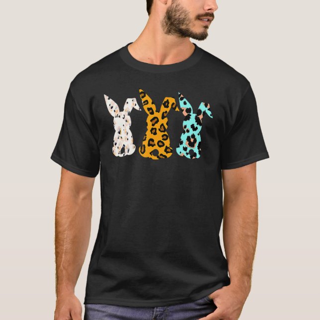 Leopard Easter Bunny Rabbit Trio Cute Happy Easter T-Shirt (Front)