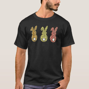 Leopard Easter Eggs Bunny Rabbit Trio Cute Womens  T-Shirt