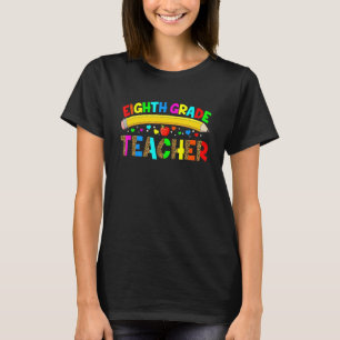 Leopard Eighth Grade Teacher Back To School First T-Shirt