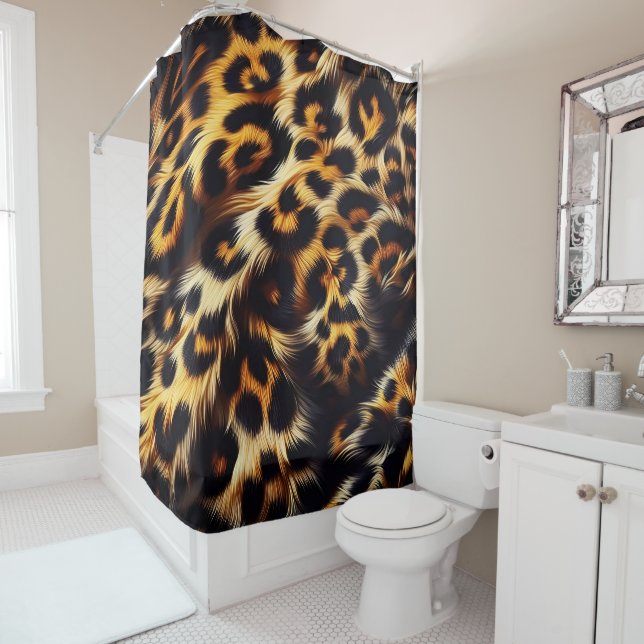 Leopard Elegance: A Duvet That Steals the Show Shower Curtain (In Situ)