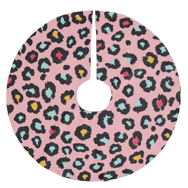 Leopard Exotic: Colourful Seamless Fun. Brushed Polyester Tree Skirt (Front)
