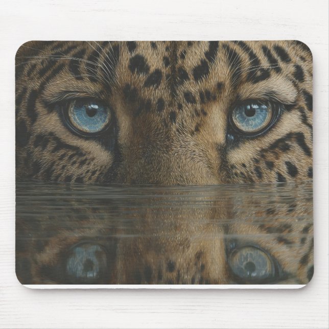 Leopard Eyes Above Water Artwork Mouse Pad (Front)