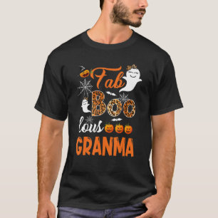 Leopard Fab Boo Lous Granma Spooky Halloween Costu T-Shirt
