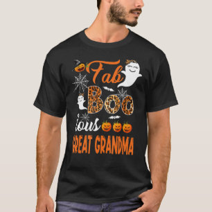 Leopard Fab Boo Lous Great Grandma Spooky Hallowee T-Shirt