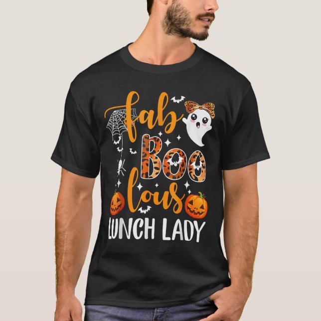 Leopard Fab Boo Lous Lunch Lady Matching Group Tee (Front)