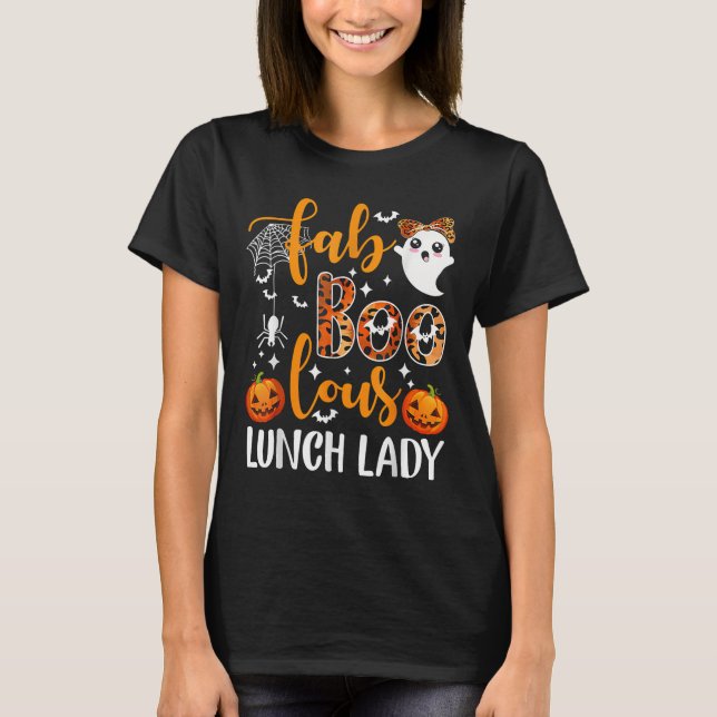 Leopard Fab Boo Lous Lunch Lady Matching Group Tee (Front)
