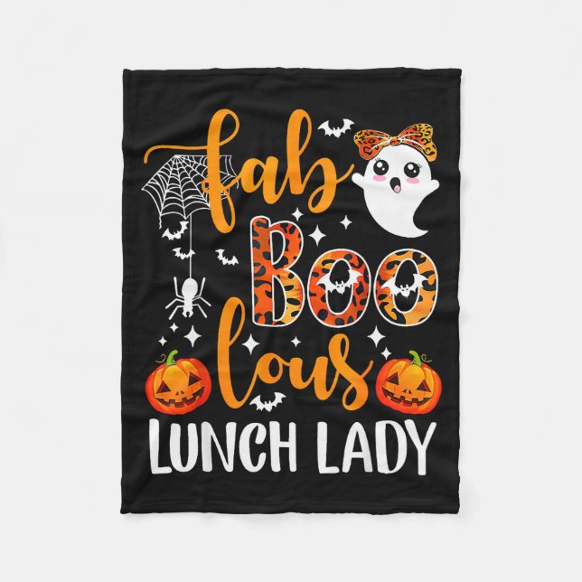 Leopard Fab Boo Lous Lunch Lady Matching Group Tee Fleece Blanket (Front)