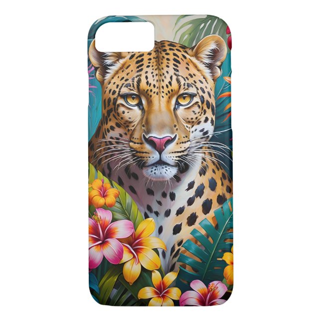 Leopard face in flowers Case-Mate iPhone case (Back)