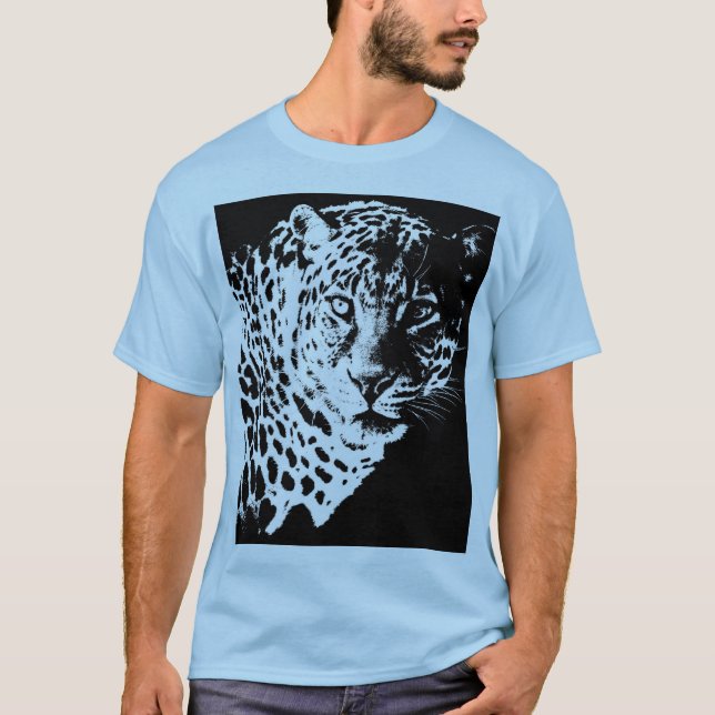 Leopard Face Modern Pop Art Animals Template Mens T-Shirt (Front)