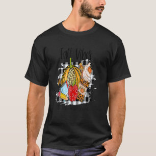 Leopard Fall Autumn Vibes Thankful Teacher Life Th T-Shirt