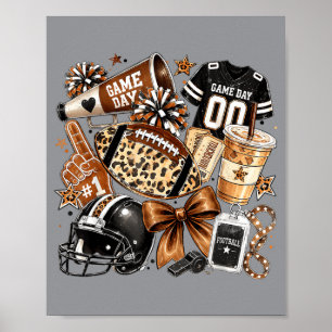 Leopard Fall Football Doodles Game Day Touchdown Poster
