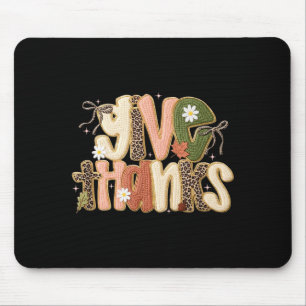 Leopard Fall Give Thanks Coquette Latch Hook Yarn Mouse Pad