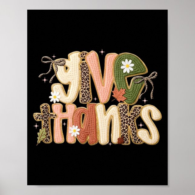 Leopard Fall Give Thanks Coquette Latch Hook Yarn  Poster (Front)