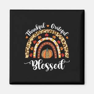 Leopard Fall Rainbow Thankful Grateful Blessed Pum Magnet