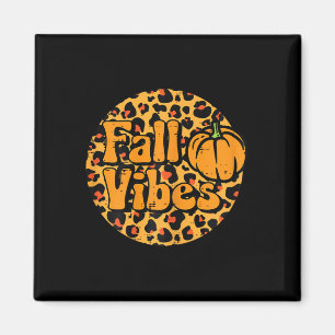 Leopard Fall Vibes Cute Autumn Thanksgiving Women Magnet