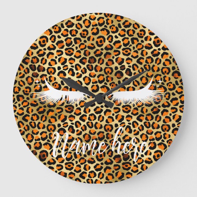 leopard,fashion Stylist, Salon make up Large Clock (Front)