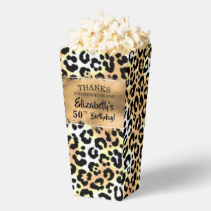 Leopard Faux Foil Popcorn Favour Box