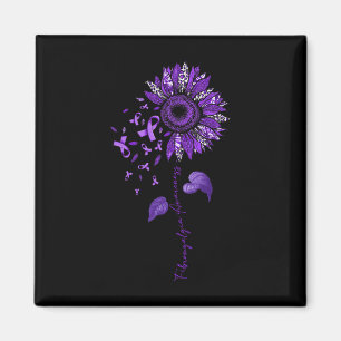 Leopard Fibromyalgia Awareness Purple Ribbon Magnet