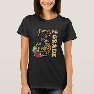Leopard Floral 3rd Grade Cute Teacher Sudent Back  T-Shirt