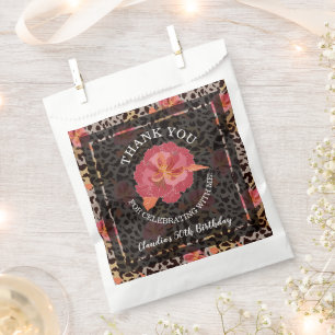 Leopard Floral Birthday Thank You Favour Bags