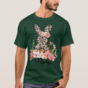 Leopard Floral Happy Easter Bunny Mimi Eggs Spring T-Shirt