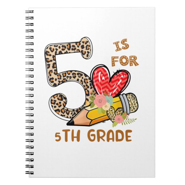 Leopard Flowers 5Th Grade Student Teacher Notebook (Front)
