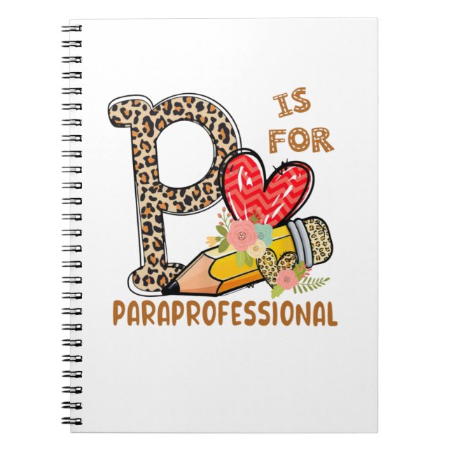 Leopard Flowers Paraprofessional Back To School Notebook (Front)