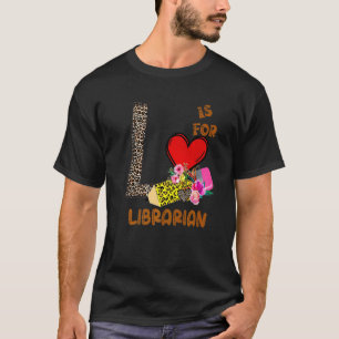 Leopard Flowers Pencil Librarian   T-Shirt