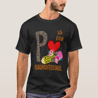 Leopard Flowers Pencil Paraprofessional T-Shirt