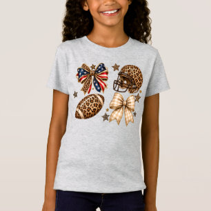 Leopard Football Coquette Bundle USA Bow Game Day T-Shirt