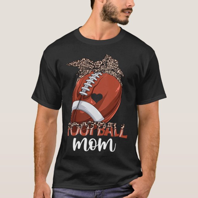 Leopard Football Mom Life Game Day Vibes Mama Moth T-Shirt (Front)
