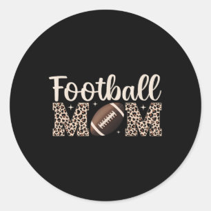 Leopard Football Mum Mama Women Football Player Mo Classic Round Sticker