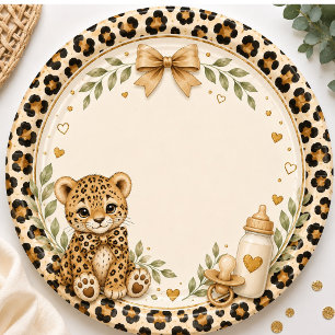 Leopard for Baby Shower Paper Plate