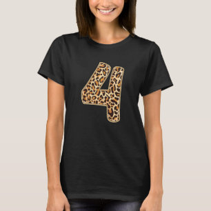 Leopard Fourth 4th Birthday Party Four 4 Years Old T-Shirt