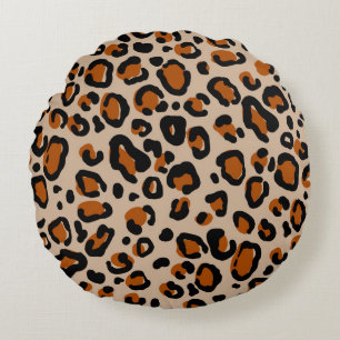 Leopard fur design, seamless pattern. round cushion