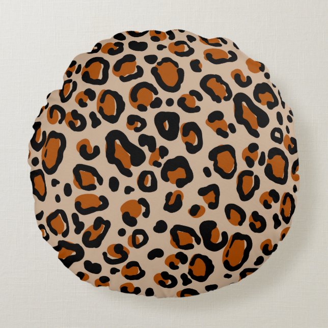 Leopard fur design, seamless pattern. round cushion (Front)