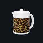 Leopard Fur Print Animal Pattern Tea Pot<br><div class="desc">This trendy tea pot features a splotched leopard print pattern with black animal spots on an orange-yellow-gold fur background. Bring out the wild cat in you with this cool feline design. It's the perfect bold,  original look for animal lovers. Check our shop for matching items.</div>