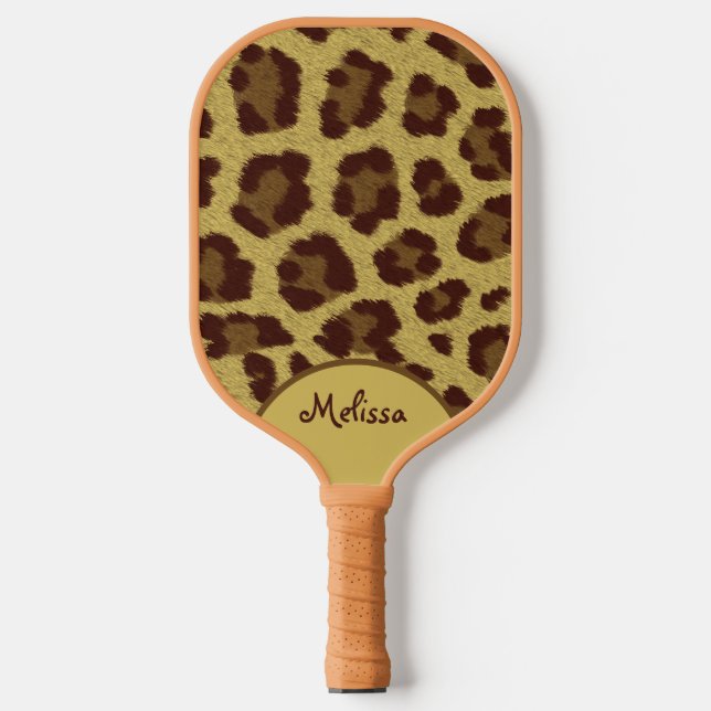 Leopard Fur print with personalisation Pickleball Paddle (Front)