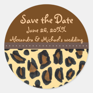 Leopard Fur Save the Date Classic Round Sticker