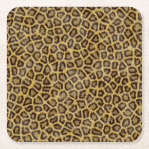 Leopard Fur Square Paper Coaster