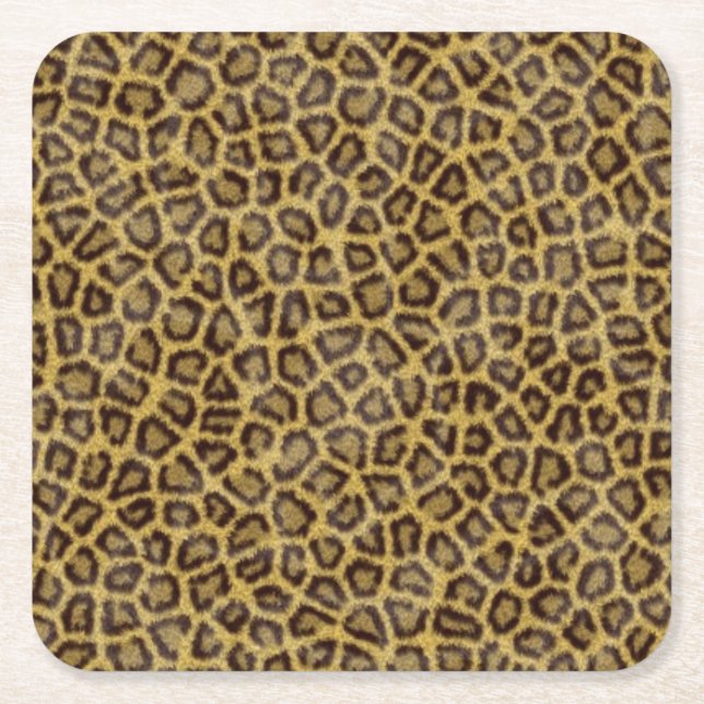 Leopard Fur Square Paper Coaster (Front)