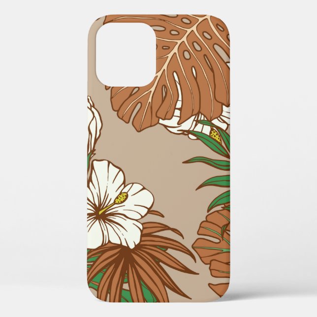 Leopard fur tropical leaves hibiscus flowers seaml Case-Mate iPhone case (Back)