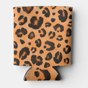 Leopard fur, watercolor, seamless texture. can cooler