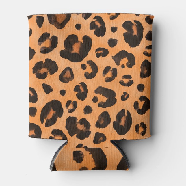 Leopard fur, watercolor, seamless texture. can cooler (Front)